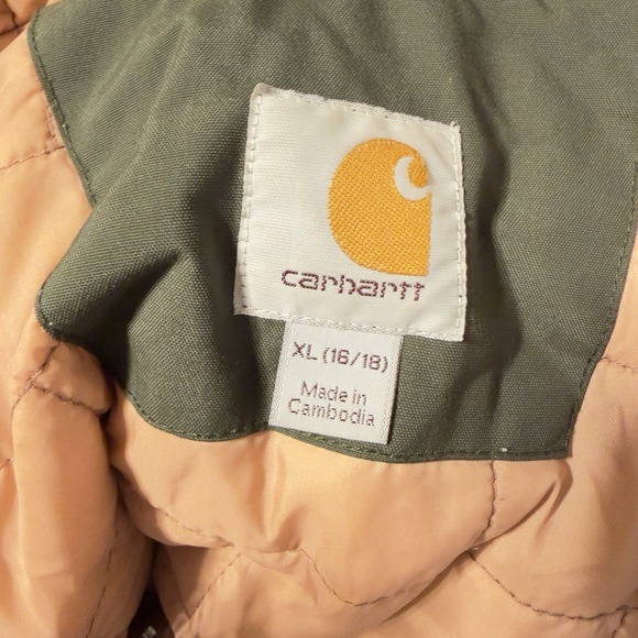 Carhartt Storm Defender Rare Green & Pink Hooded Jacket Women Xl Zipper To Fix - Picture 4 of 10